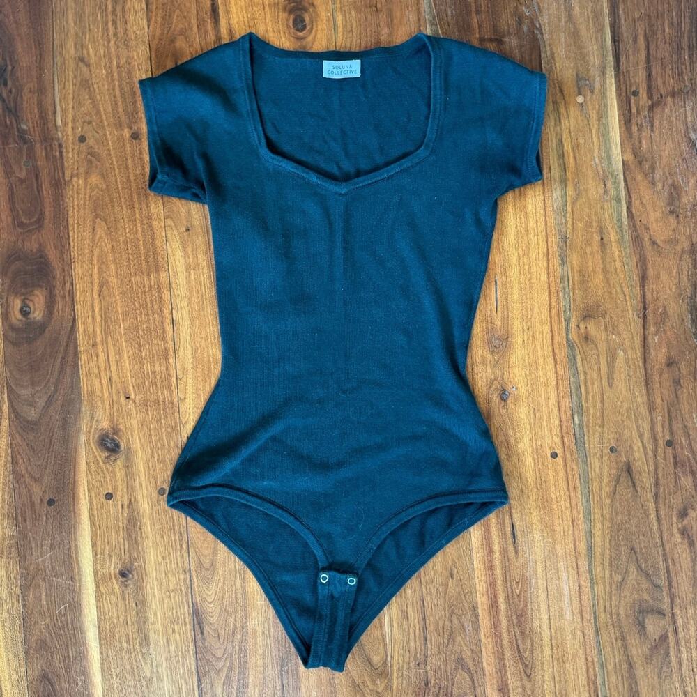 Soluna Collective 100% Pima Cotton Knit Bodysuit in Forest Green
